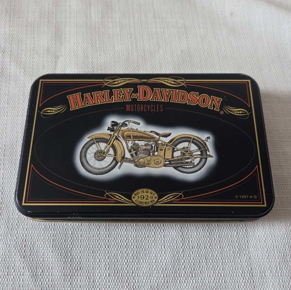 Harley-Davidson Black and Gold Motorcycle Trinket Tin